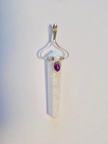 Scolecite & Amethyst Pendant - 19.99 - 50% Off