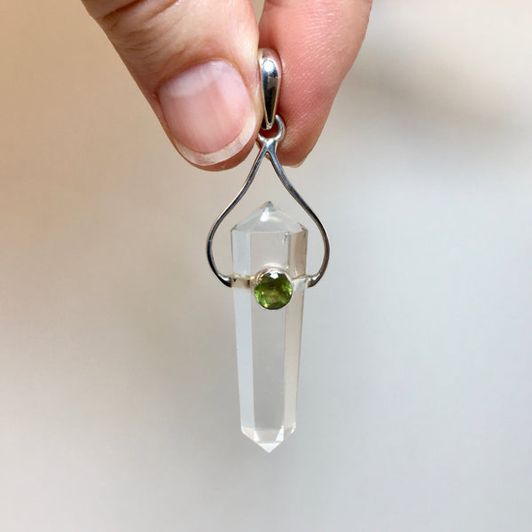 Peridot Clear Quartz Pendant - 34.99