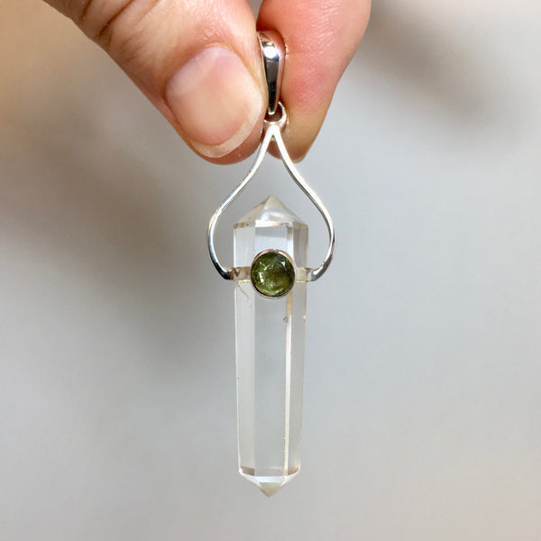 Peridot Clear Quartz Pendant - 34.99